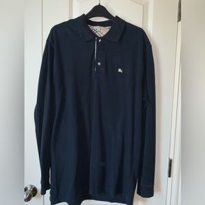 Burberry black long sleeve polo shirt